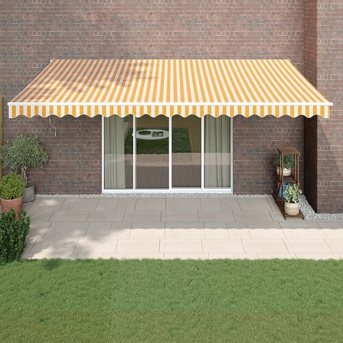 vidaXL Zložljiva tenda rumena in bela 5x3 m blago in aluminij Cene