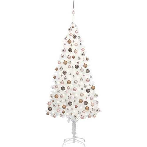 In umjetno božićno drvce s led svjetlima i kuglicama bijelo 240 cm