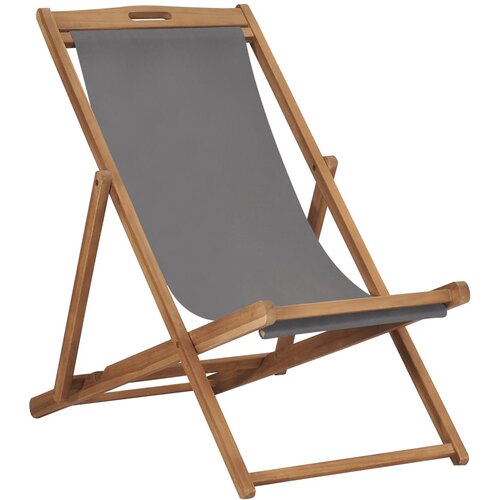 VidaXL Zložljiv stol za na plažo trdna tikovina siv, (20592266) Slike