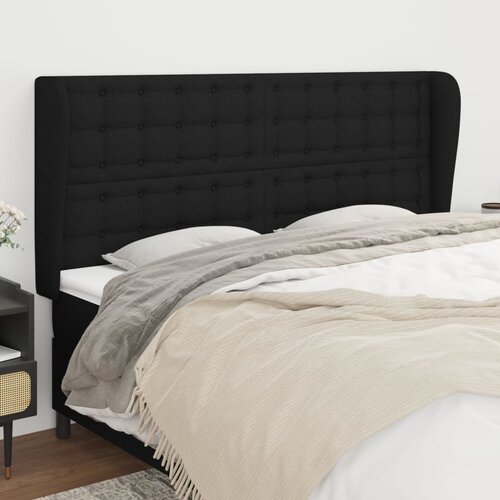  Uzglavlje s u&amp;scaron;ima crno 183x23x118/128 cm od tkanine Slike