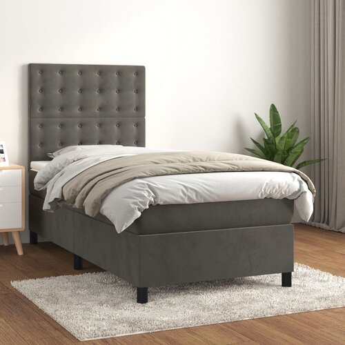 The Living Store Box spring postelja z vzmetnico temno siva 100x200 cm žamet - Box Spring Postelja, (21489362) Slike