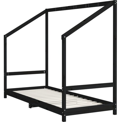  Okvir za dječji krevet crni 2x(80x200) cm masivna borovina Slike