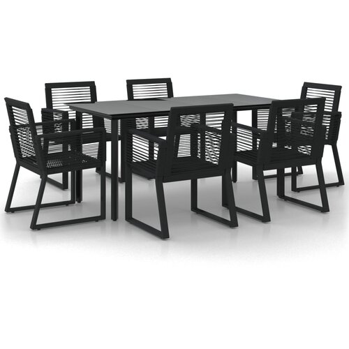  5-dijelni vrtni blagovaonski set od PVC ratana crni Crna Dužina stola 160 cm Slike