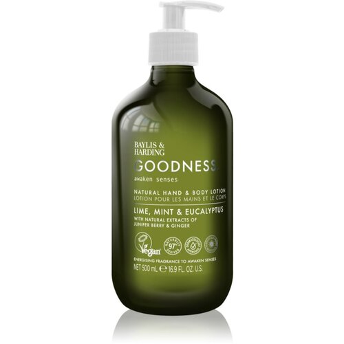 Baylis &amp;amp; Harding Goodness Awaken Senses mlijeko za ruke i tijelo s osvježavajućim učinkom parfemi Lime, Mint &amp;amp; Eucalyptus 500 ml Slike