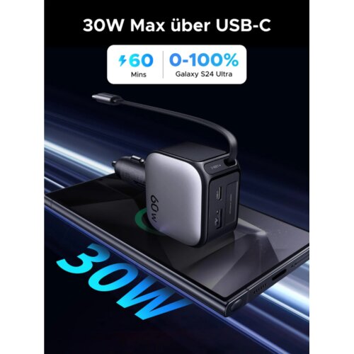 Ugreen 60W auto punjač s ugrađenim USB-C kabelom Slike