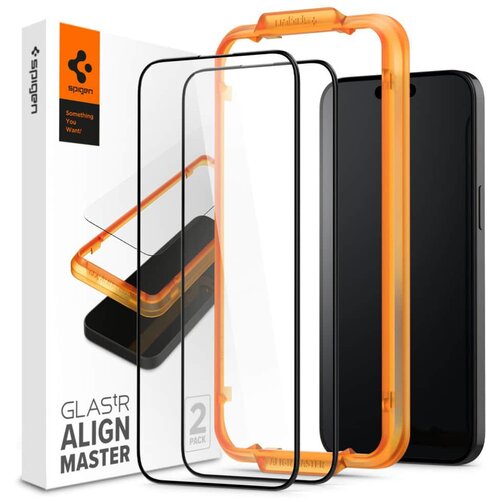 Spigen Glas.tR Align Master (2 kosa) za iPhone 15 Pro &amp;ndash; črn Slike