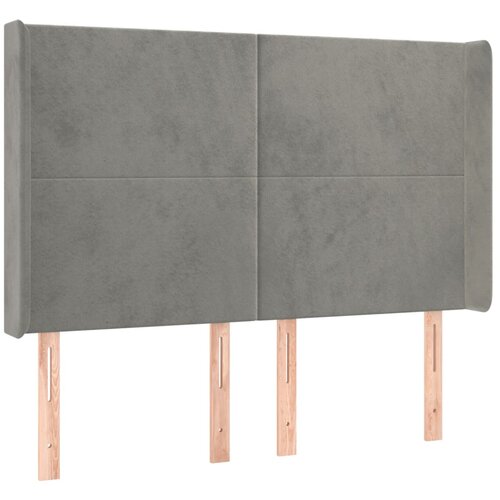 VidaXL Vzglavje z u&amp;scaron;esi svetlo sivo 147x16x118/128 cm žamet, (20793751) Slike