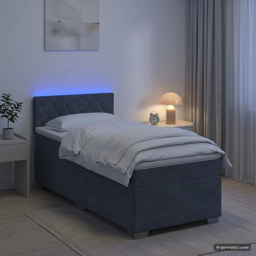  s box springom, madracem i LED-om Tamnosiva 100 x 200 cm Cene