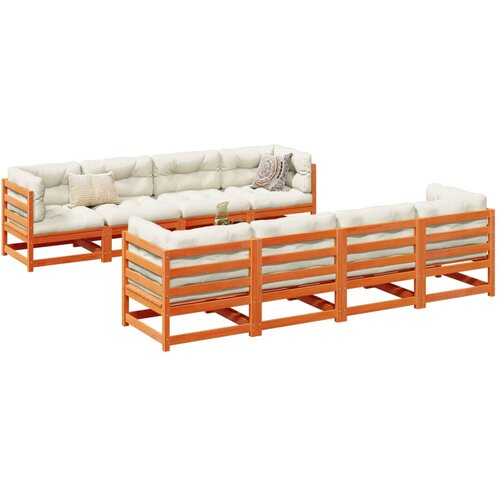 VidaXL 9-dijelni set vrtnih sofa vo&amp;scaron;tano smeđi od masivne borovine Slike