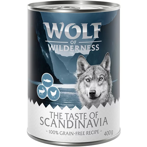 Wolf of Wilderness Ekonomično pakiranje "The Taste Of" 12 x 400 g - Scandinavia - sjeverni jelen, losos, piletina