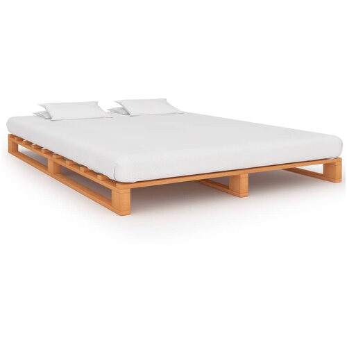 VidaXL Okvir za krevet od paleta od masivne borovine smeđi 160x200 cm Slike