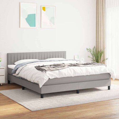  Box spring postelja z vzmetnico svetlo siva 180x200 cm blago, (20791105) Slike