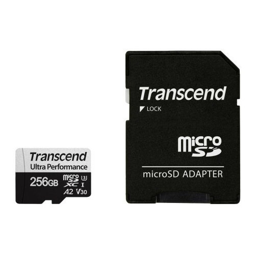 Transcend 256GB microSD w/ adapter UHS-I U3 A2 Ultra Performance, Read/Write up to 160/125 MB/s ( TS256GUSD340S ) Slike