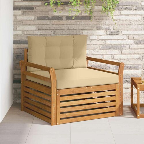  Set vanjskih sofa Čvrsto drvo akacije i poliester Prirodna - Prirodno i bež Zakrivljeni Cene