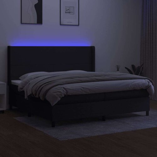  Box spring s madracem LED crni 200x200 cm od tkanine Slike