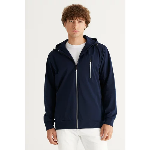 ALTINYILDIZ CLASSICS Men's Navy Blue Standard Fit Regular Cut Hooded Casual Sweatshirt with Pockets