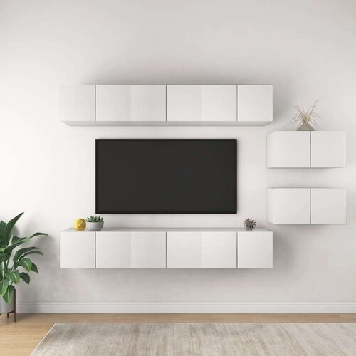 TV Komplet TV omaric 8-delni bela iverna plošča, (20730736) Cene