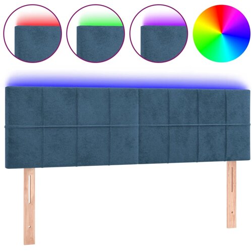 Maison Chic led posteljno vzglavje - vzglavna omarica - nočna omarica temno modro 144x5x78/88 cm žamet, (21712663) Slike