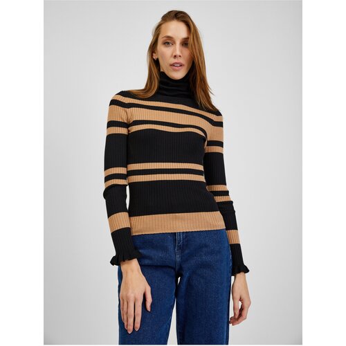 Orsay Brown-Black Ladies Striped Sweater - Women Slike