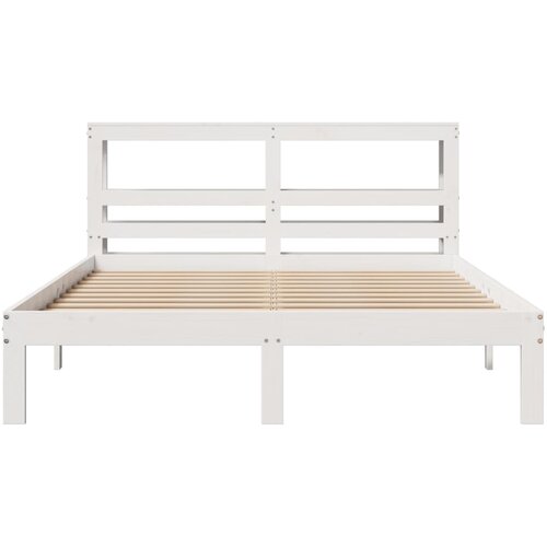  Okvir za krevet s uzglavljem bijeli 135 x 190 cm od borovine Slike