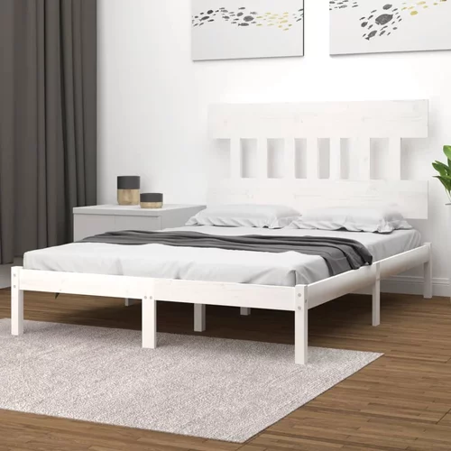 vidaXL Okvir za krevet od masivnog drva bijeli 150 x 200 cm 5FT King