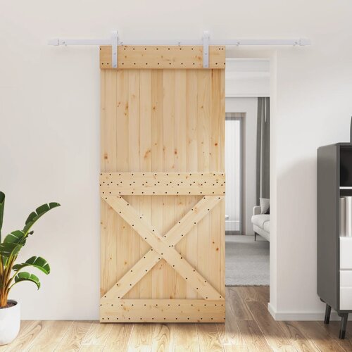 vidaXL Drsna vrata s kompletom vodil 95x210 cm trdna borovina Cene