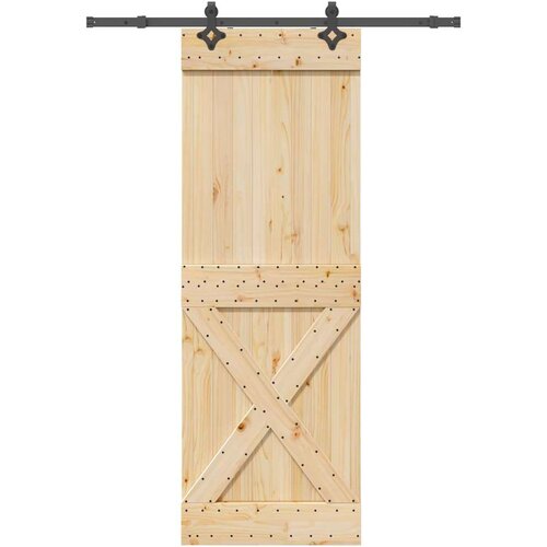 VidaXL Klizna vrata s priborom za montažu 80 x 210 cm masivna borovina Slike