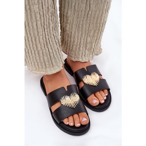 EVENTO Women's Flat Sandals With Gold Decoration Black Karinma Cijene
