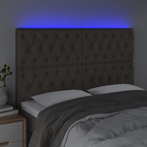  LED uzglavlje smeđesivo 144x7x118/128 cm od tkanine Slike