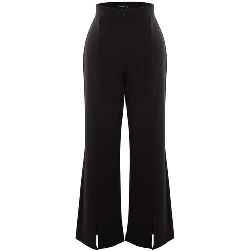 Trendyol curve black slit detailed trousers Slike