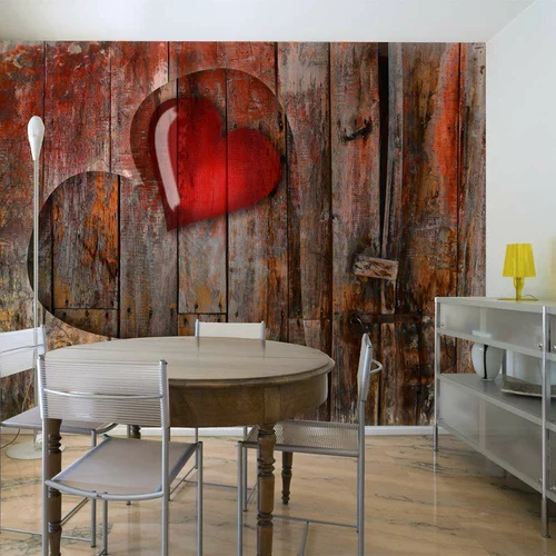  tapeta - Heart on wooden background 400x309