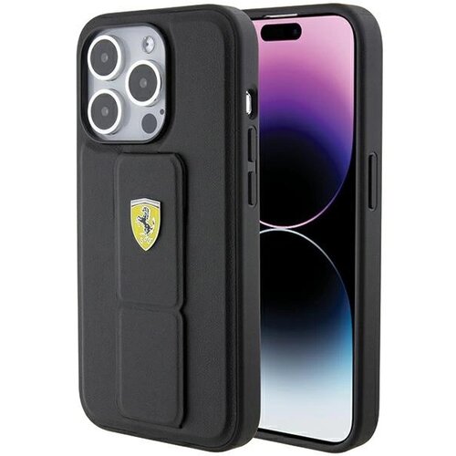 Ferrari GRIP STAND METAL LOGO OVITEK ZA IPHONE 15 PRO ČRN OVITEK, (21898650) Cene