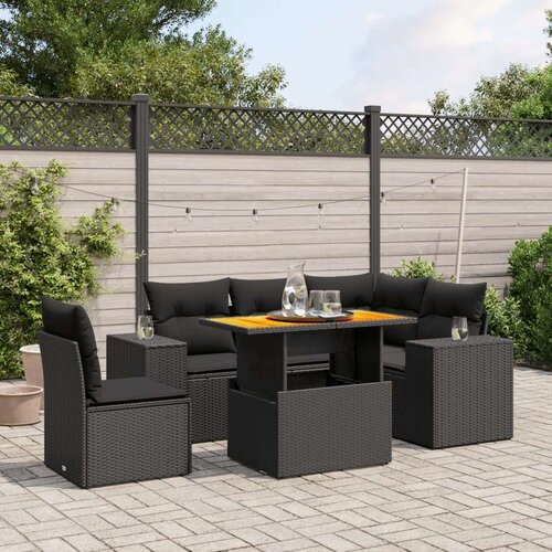 vidaXL 6-dijelni set vrtnih sofa s jastucima crni od poliratana Cijene