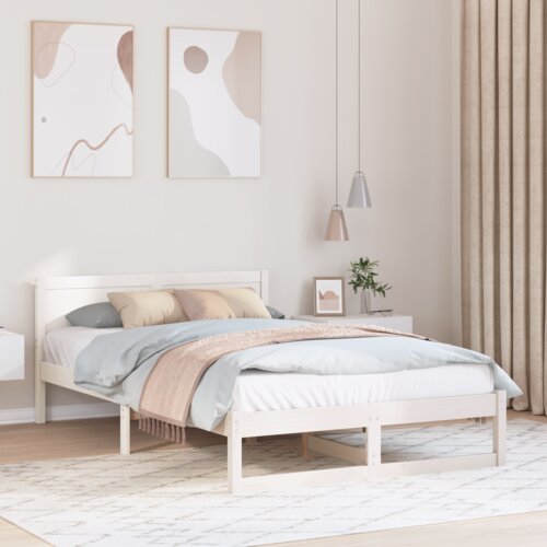 VidaXL okvir za krevet Bijela Drvo 120 x 200 cm Izdržljiv Slike