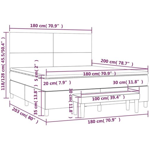 vidaXL Krevet s oprugama i madracem sivi 180 x 200 cm od umjetne kože Cijene