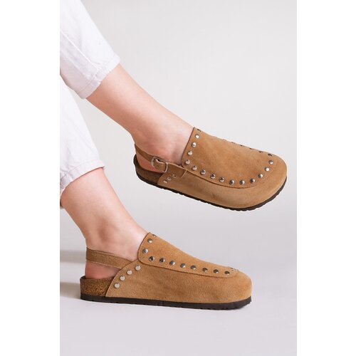 Marjin Women's Genuine Leather Eva Sole Closed Front Staples Daily Sandals Bolve tan. Cene
