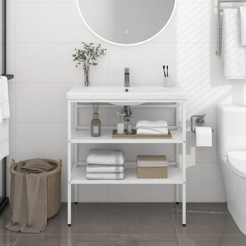 vidaXL Okvir za kupaonski umivaonik bijeli 79 x 38 x 83 cm željezni Cijene