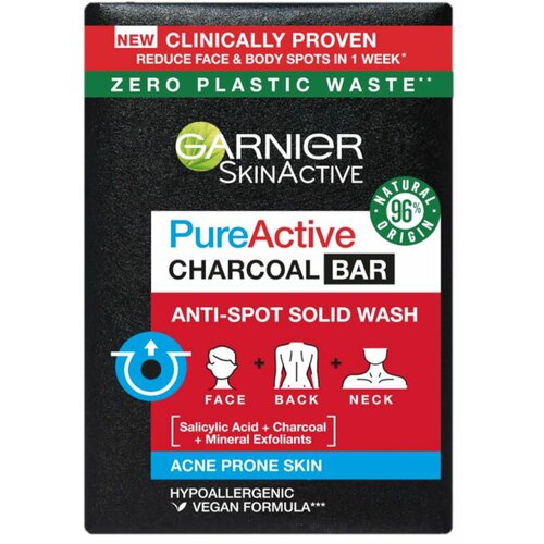 Garnier pure active charcoal bar čvrsti čistač za lice i telo 100 gr Cene