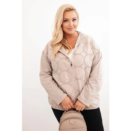 Kesi Włoski Women&amp;#039;s Plus Size zip-up cotton sweatshirt beige Slike