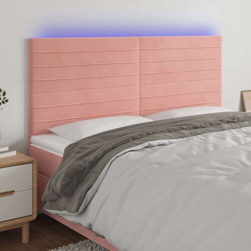  Posteljno vzglavje roza 200x5x118/128 cm žamet, (20953153) Slike
