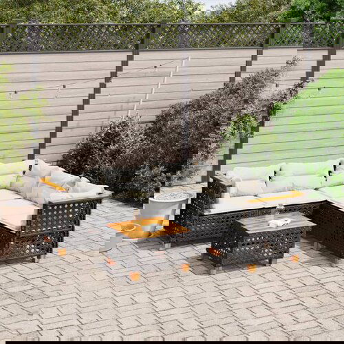 VidaXL 6-dijelni set vrtnih sofa s jastucima crni od poliratana Slike