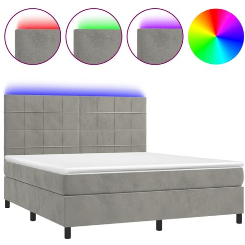 vidaXL Box spring postelja z vzmetnico LED svetlo siva 160x200cm žamet, (20894754) Cene