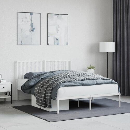 VidaXL Metalni okvir za krevet s uzglavljem bijeli 140 x 200 cm Slike