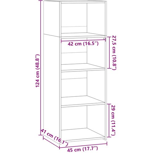  Visoka komoda boja betona 45 x 41 x 124 cm konstruirano drvo Slike