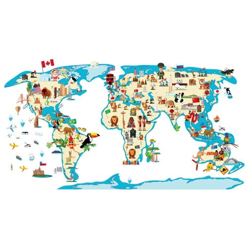 Ambiance Stenska nalepka World Map Ethnic Tour Cene