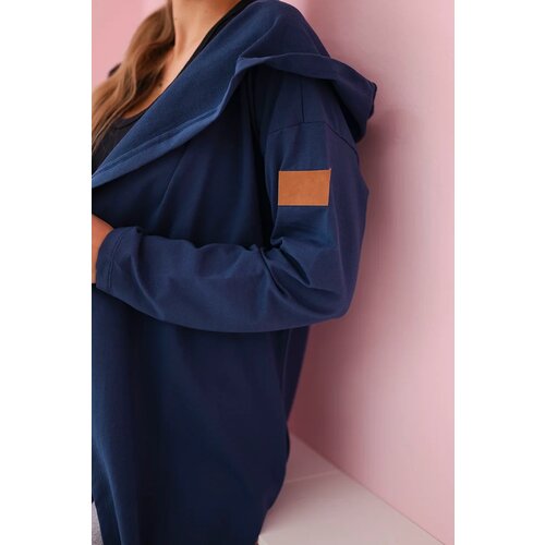 Kesi Long hooded cardigan light dark blue Cene