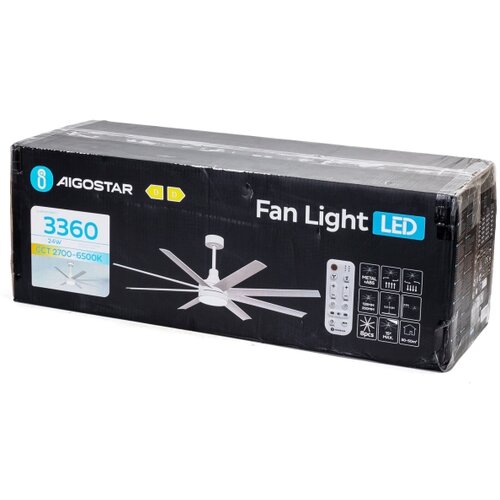 Aigostar LED prigu&amp;scaron;iva stropni ventilator LED/24W/230V 2700-6500K + daljinski upravljač, beo Slike