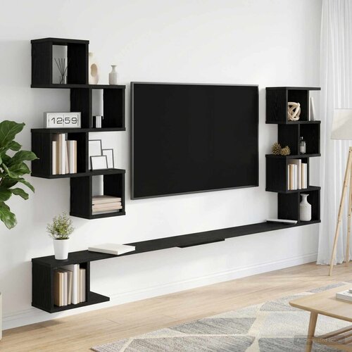  Polica za TV na zidu Crni hrast 200 x 15 x 94 cm Cene