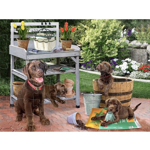 Prime 3d Puzzle 2D/3D - Smeđi i crni labradori 63 kom 31x23cm Giordan Cene