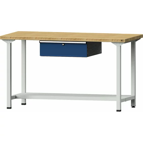 ANKE Delovna miza, izvedba z ogrodjem, 1 predal, 1 odlagalna polica, širina 1500 mm, masivna plošča iz bukovine